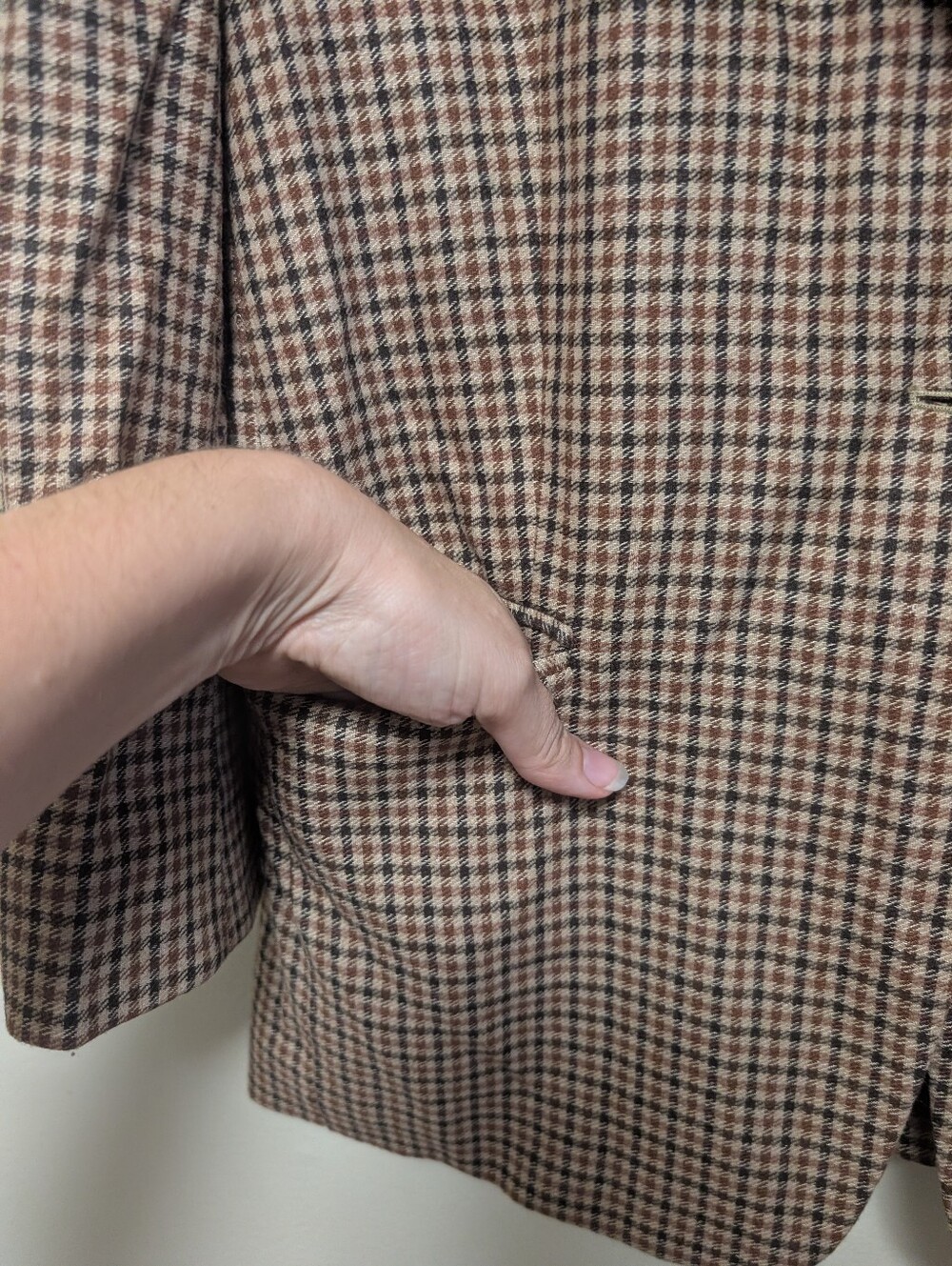 AYR Plaid Wool Blazer XS Brown Houndstooth Academia Preppy - Picture 3 of 9